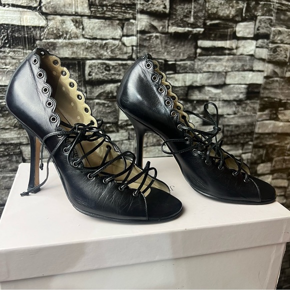 Jimmy Choo Black Lace-Up Heels - Picture 10 of 12